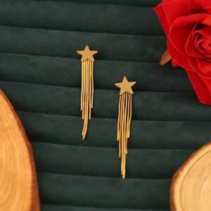 Glamorous Starburst Fringe Gold-Plated Drop Earrings
