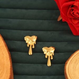 Playful Melting Heart Gold-Plated Stud Earrings