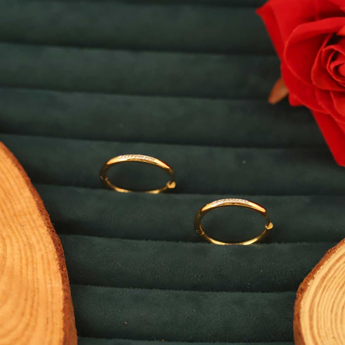 Classic Gold-Plated Pave CZ Hoop Earrings - Image 2