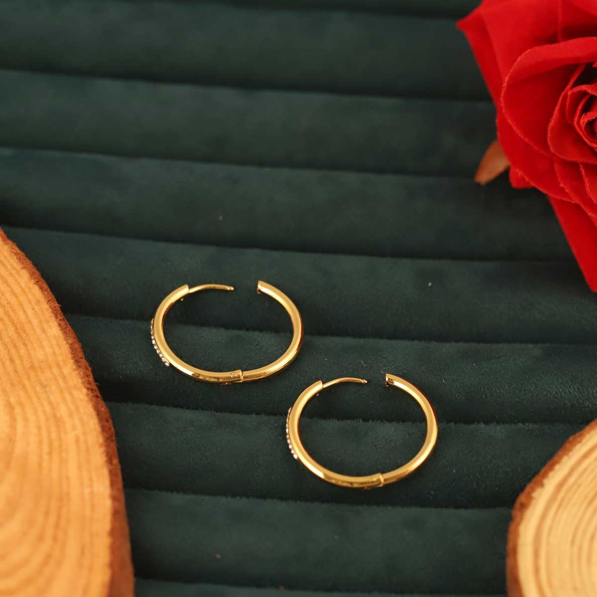 Classic Gold-Plated Pave CZ Hoop Earrings