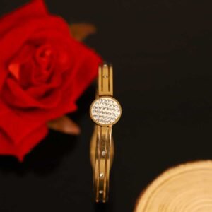 Radiant Disc" Gold-Plated Zircon Bangle