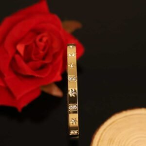 Celestial Sparkle" Star-Patterned Gold-Plated Bangle
