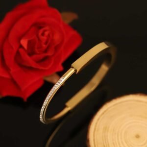 Minimalist Sparkle Gold-Plated Zircon Accent Bangle