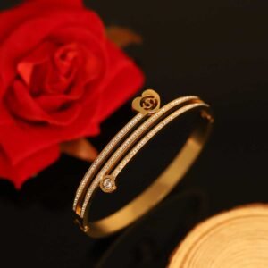 Sweetheart Serenity" Triple-Layer Zircon Gold-Plated Bangle
