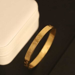 Om Chakra" Gold-Plated Textured Bangle