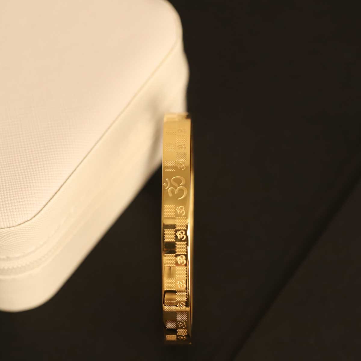Om Chakra" Gold-Plated Textured Bangle - Image 2
