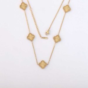 Elegant Gold-Tone Multi-Clover Station Necklace