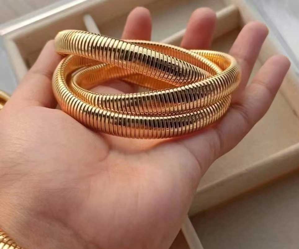 Golden Ribbons Flexible Coil Bangles