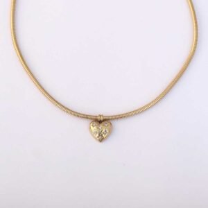 Romantic Gold-Tone Sparkling Heart Snake Chain Choker